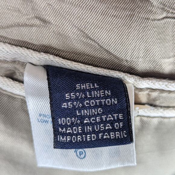 Lands End 44L Beige Linen Cotton Sport Coat Mens Made in USA 3 Button Blazer - Picture 5 of 9